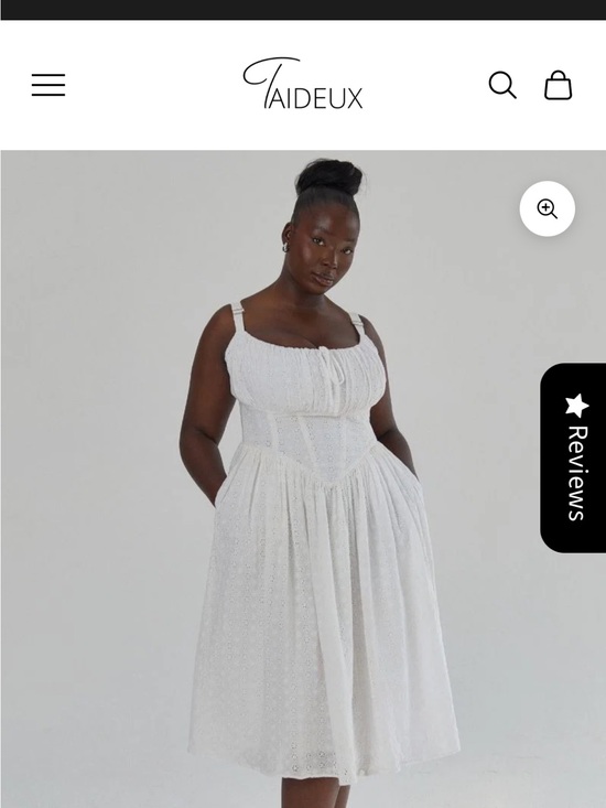 Taideux Dresses & Skirts - “Marie” Ivory Fuller Bust Midi Embroidery Dress